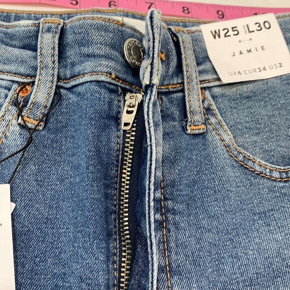 Topshop Jamie High Waisted Skinny Ripped Hem Jeans Size 2 - Picture 9 of 16